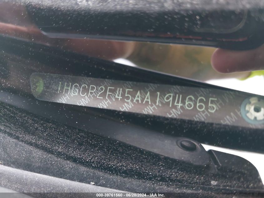 2010 Honda Accord Lxp VIN: 1HGCP2F45AA194665 Lot: 39761560