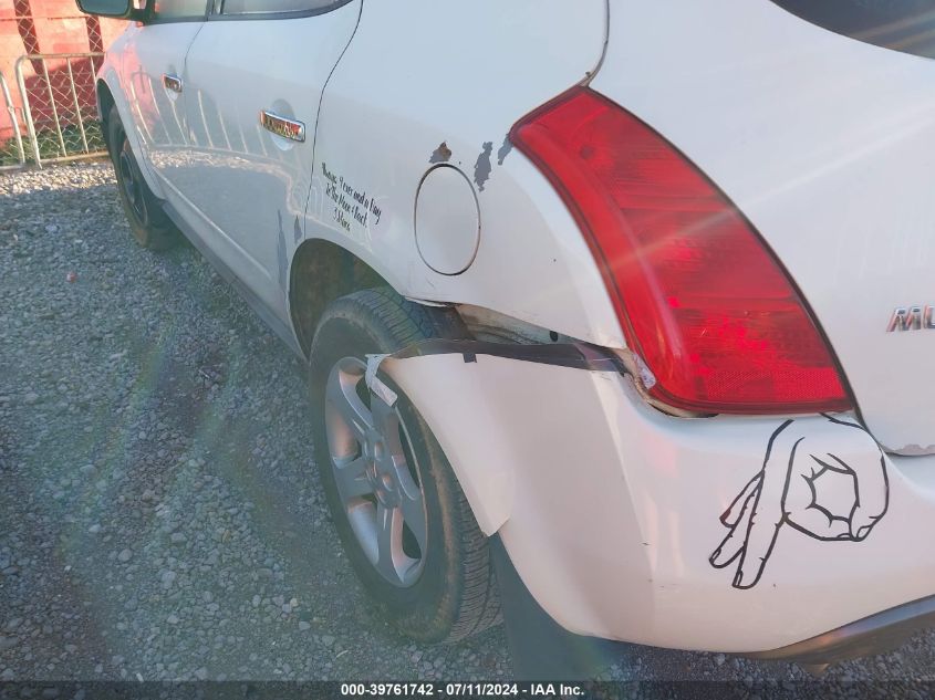 2005 Nissan Murano Sl VIN: JN8AZ08W05W439744 Lot: 39761742