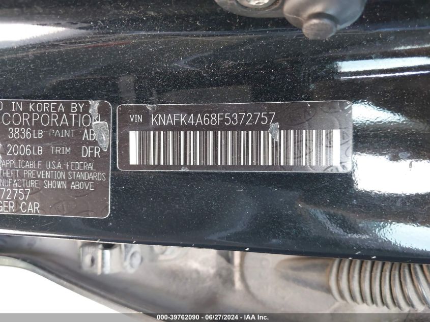 2015 Kia Forte Lx VIN: KNAFK4A68F5372757 Lot: 39762090
