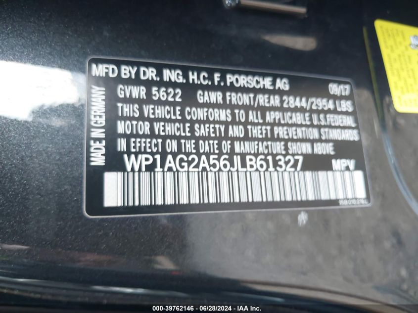 2018 Porsche Macan Gts VIN: WP1AG2A56JLB61327 Lot: 39762146