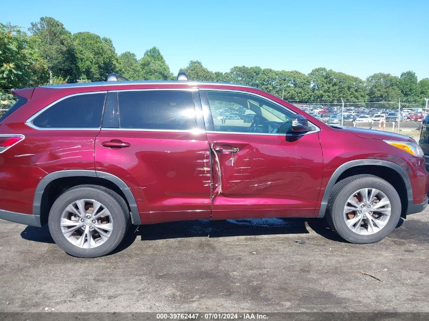 2014 Toyota Highlander Xle V6 VIN: 5TDKKRFH2ES017147 Lot: 39762447