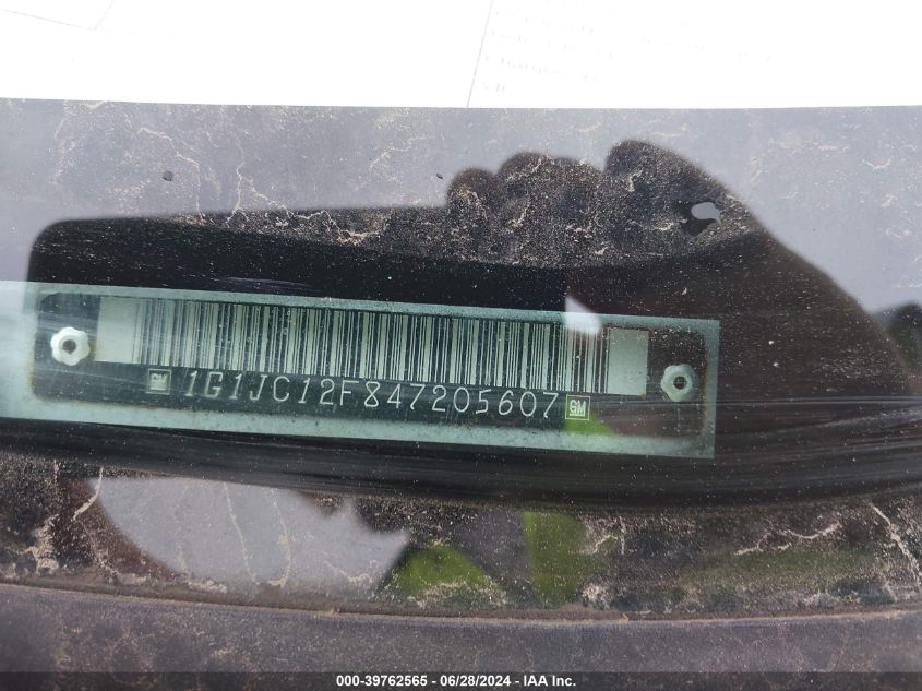 2004 Chevrolet Cavalier VIN: 1G1JC12F847205607 Lot: 39762565
