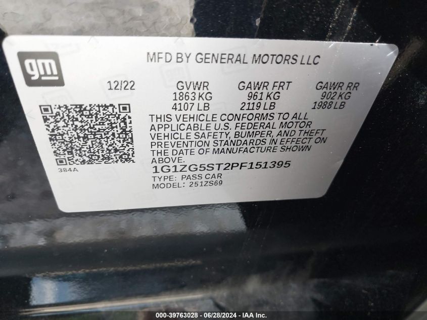 1G1ZG5ST2PF151395 | 2023 CHEVROLET MALIBU