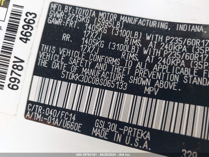 2011 Toyota Sienna Le V6 VIN: 5TDKK3DC0BS065133 Lot: 39763161