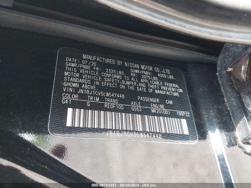 2020 NISSAN ROGUE SPORT S FWD XTRONIC CVT - JN1BJ1CV5LW547448