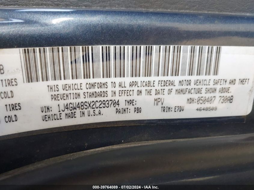 2002 Jeep Grand Cherokee Laredo VIN: 1J4GW48SX2C293704 Lot: 39764089