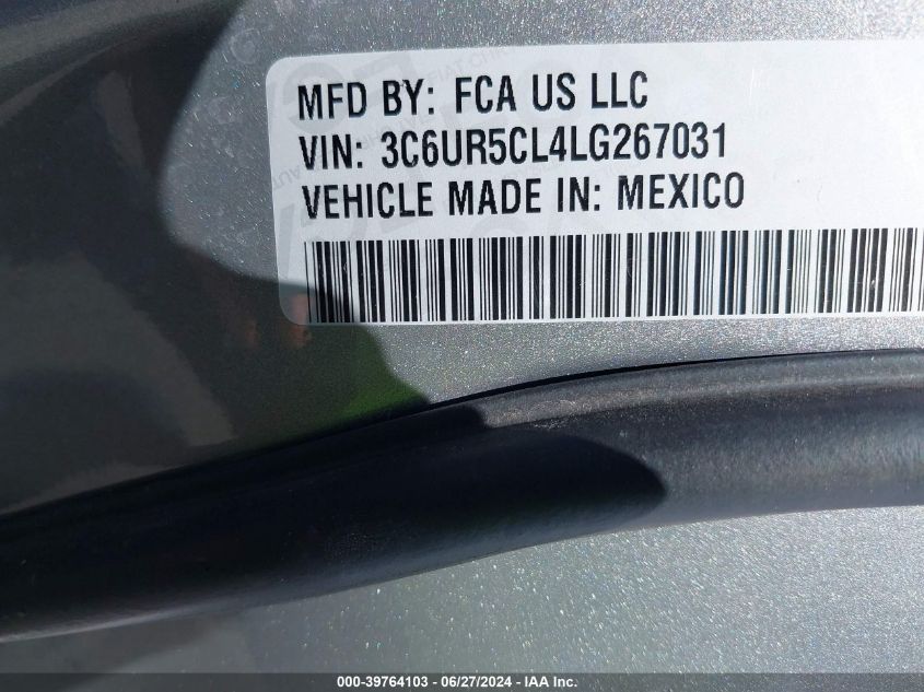 2020 Ram 2500 VIN: 3C6UR5CL4LG267031 Lot: 40572918