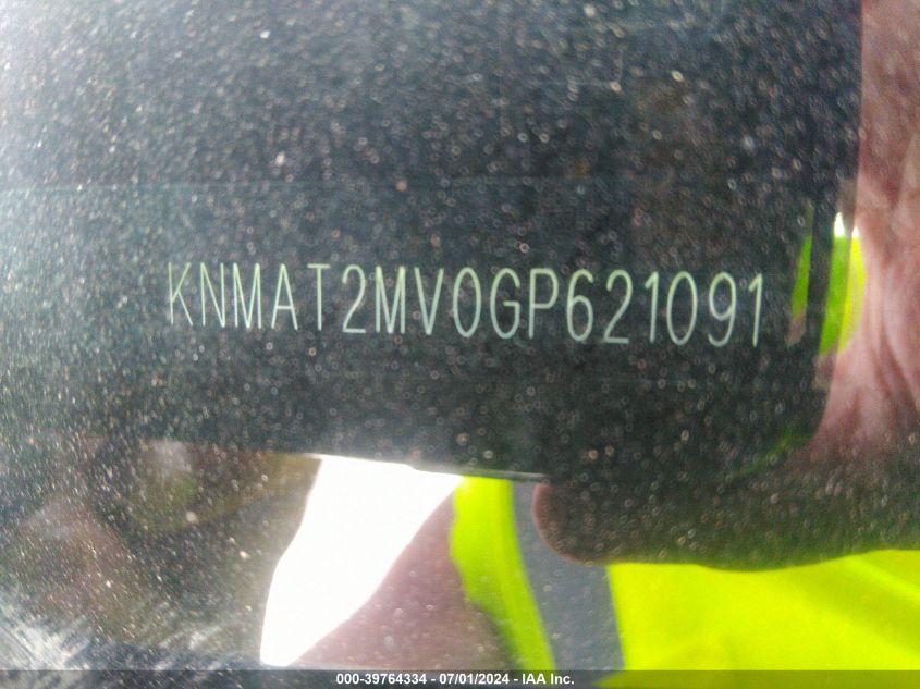2016 Nissan Rogue Sv VIN: KNMAT2MV0GP621091 Lot: 39764334
