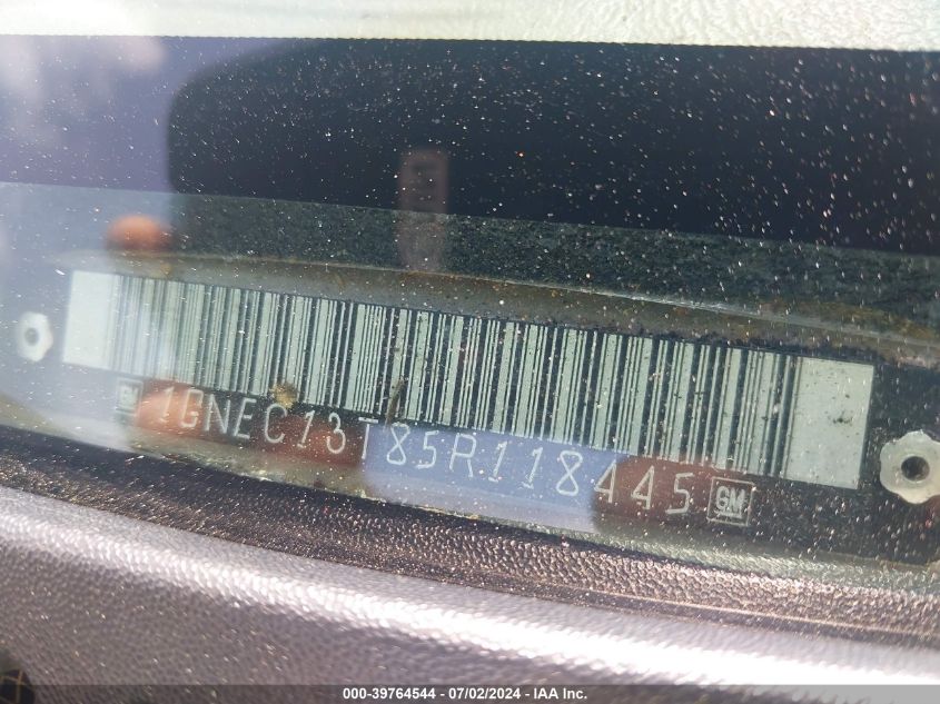 2005 Chevrolet Tahoe Lt VIN: 1GNEC13T85R118445 Lot: 39764544