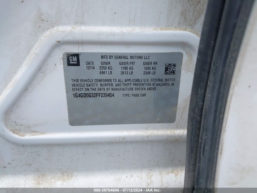 2015 Buick Lacrosse Premium I VIN: 1G4GD5G32FF239454 Lot: 39764606