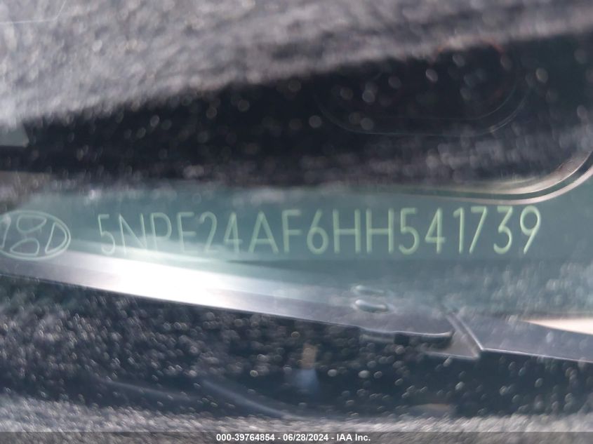 2017 Hyundai Sonata Se VIN: 5NPE24AF6HH541739 Lot: 39764854