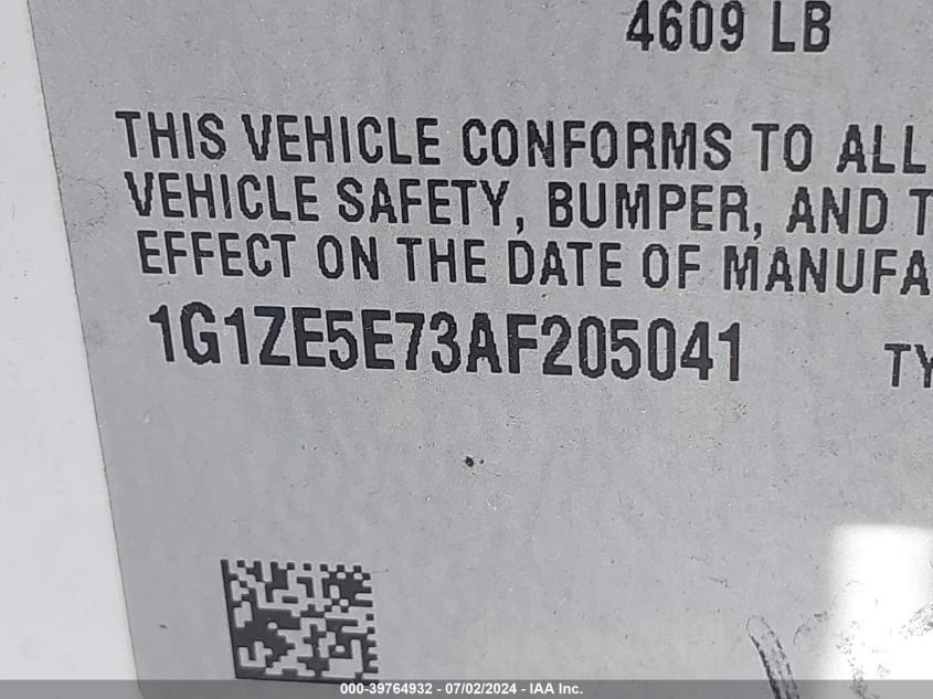 2010 Chevrolet Malibu Ltz VIN: 1G1ZE5E73AF205041 Lot: 39764932