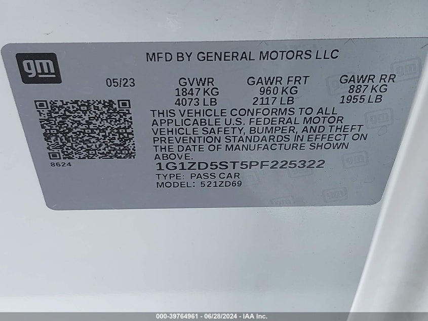 2023 CHEVROLET MALIBU FWD 1LT - 1G1ZD5ST5PF225322