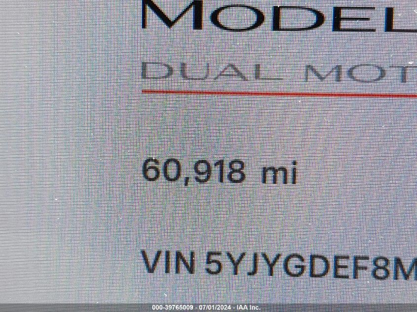 2021 Tesla Model Y Performance Dual Motor All-Wheel Drive VIN: 5YJYGDEF8MF251410 Lot: 39765009