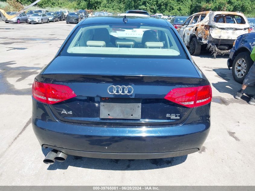 2010 Audi A4 2.0T Premium VIN: WAUFFAFL0AA046923 Lot: 39765081