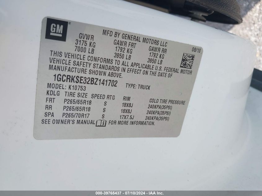 2011 Chevrolet Silverado 1500 Lt VIN: 1GCRKSE32BZ141702 Lot: 39765437