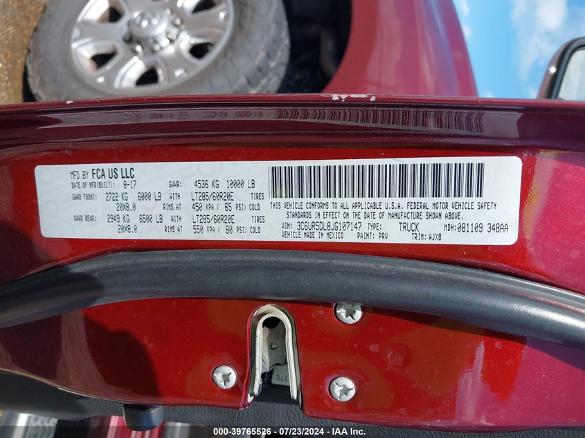 2018 RAM 2500 LONE STAR  4X4 6'4 BOX - 3C6UR5DL8JG107147