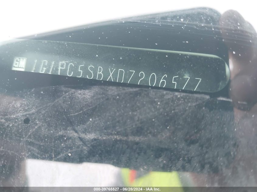 2013 Chevrolet Cruze Lt VIN: 1G1PC5SBXD7206577 Lot: 39765527