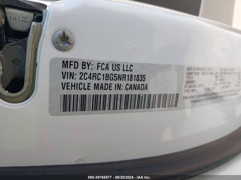 2022 CHRYSLER PACIFICA TOURING L - 2C4RC1BG5NR181835