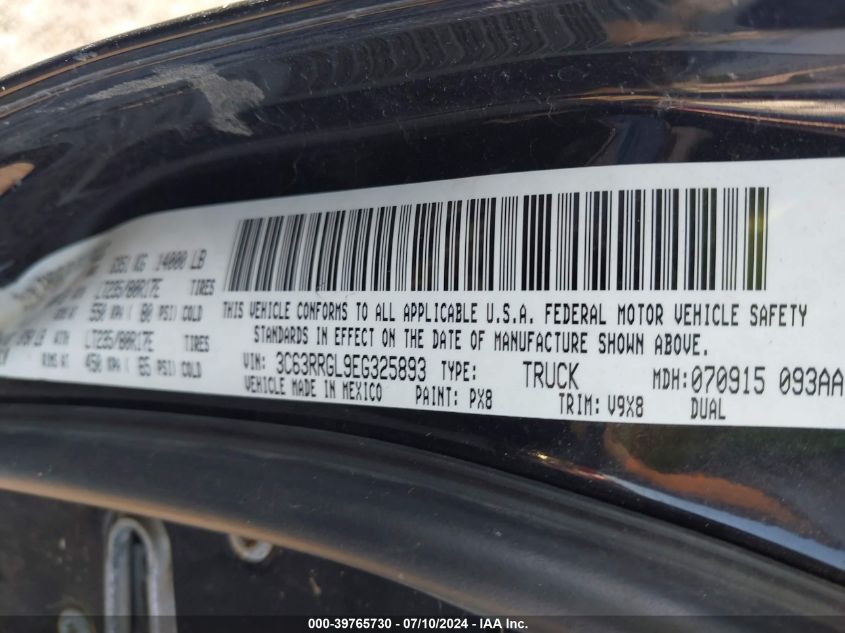 2014 Ram 3500 Tradesman VIN: 3C63RRGL9EG325893 Lot: 39765730