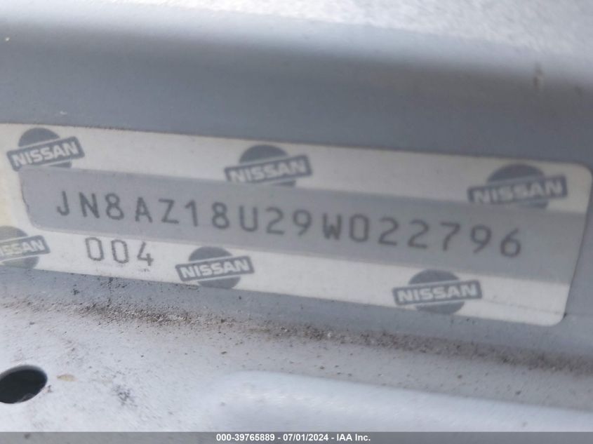 2009 Nissan Murano Sl VIN: JN8AZ18U29W022796 Lot: 39765889