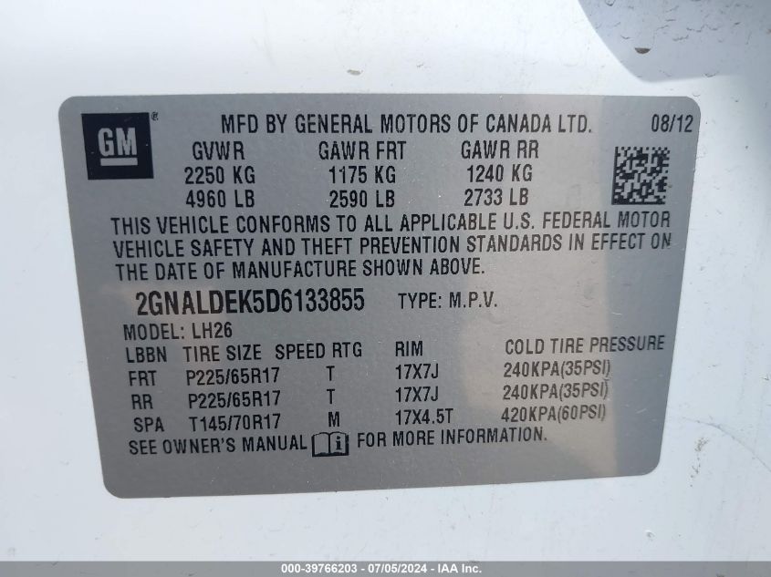 2013 CHEVROLET EQUINOX 1LT - 2GNALDEK5D6133855