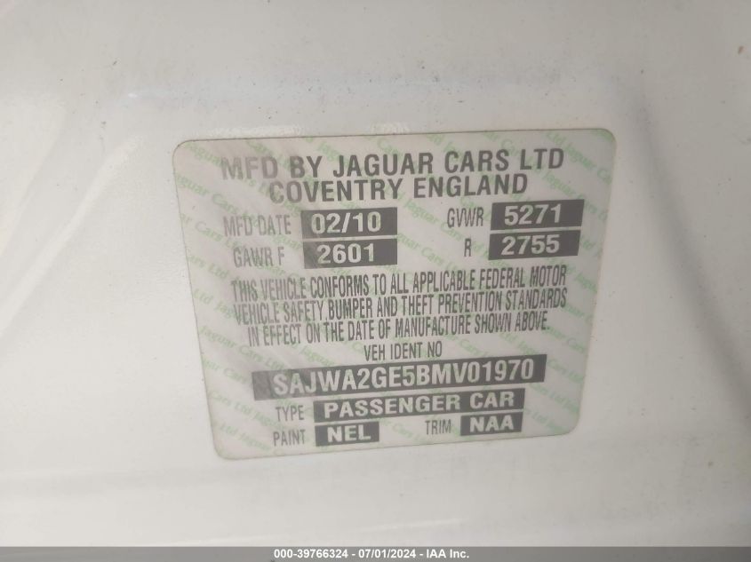 2011 Jaguar Xj Xjl Supercharged VIN: SAJWA2GE5BMV01970 Lot: 39766324