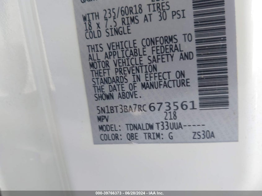 2024 NISSAN ROGUE SV FWD - 5N1BT3BA7RC673561