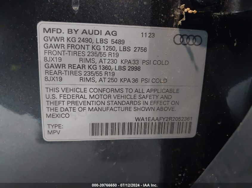 WA1EAAFY2R2052361 2024 Audi Q5 Premium Plus 45 Tfsi S Line Quattro