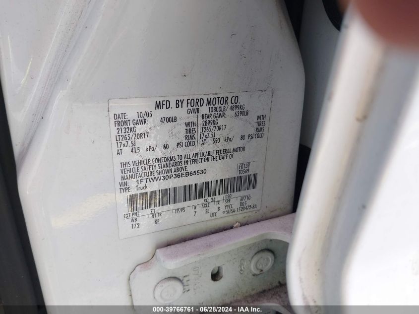 2006 Ford F-350 Lariat/Xl/Xlt VIN: 1FTWW30P36EB65530 Lot: 39766761