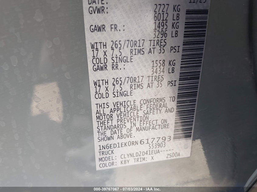 2024 NISSAN FRONTIER PRO-4X 4X4 - 1N6ED1EK0RN617793