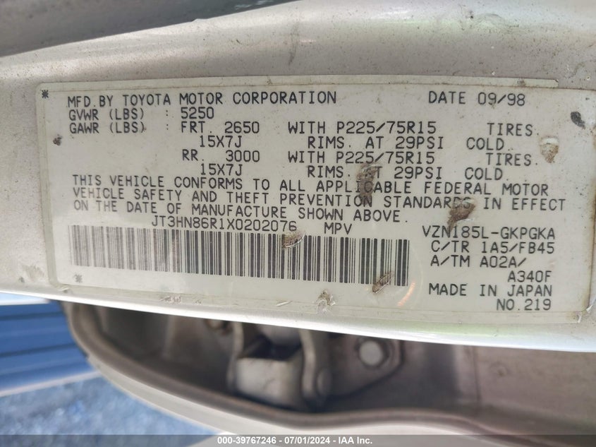 JT3HN86R1X0202076 1999 Toyota 4Runner Sr5 V6