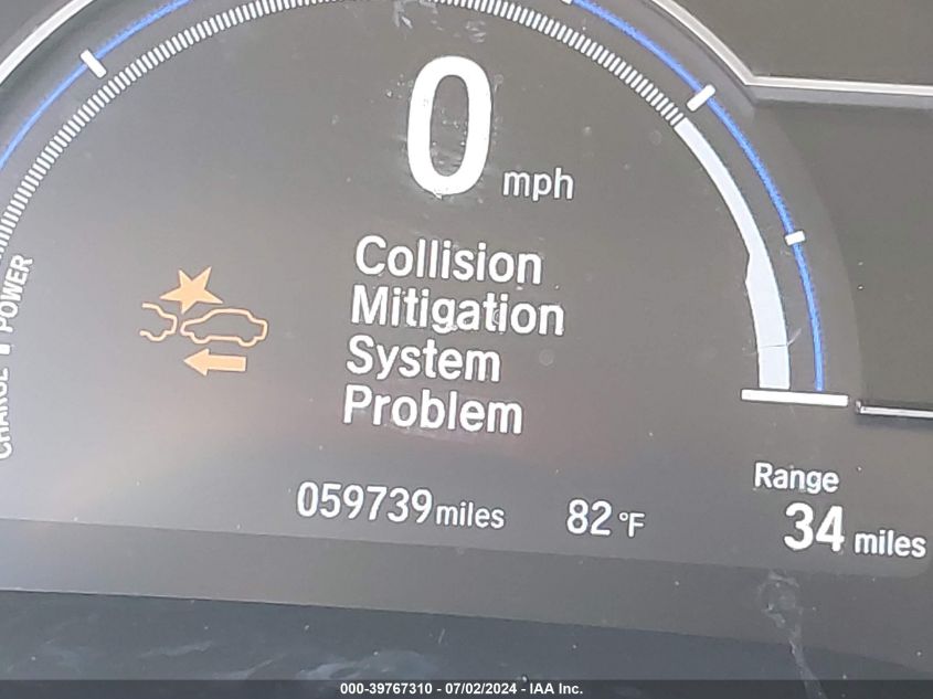 2019 Honda Clarity Plug-In Hybrid Touring VIN: JHMZC5F34KC006400 Lot: 39767310