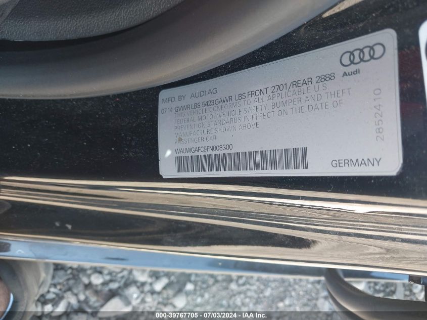 2015 Audi A7 Premium Plus VIN: WAUWGAFC9FN008300 Lot: 39767705
