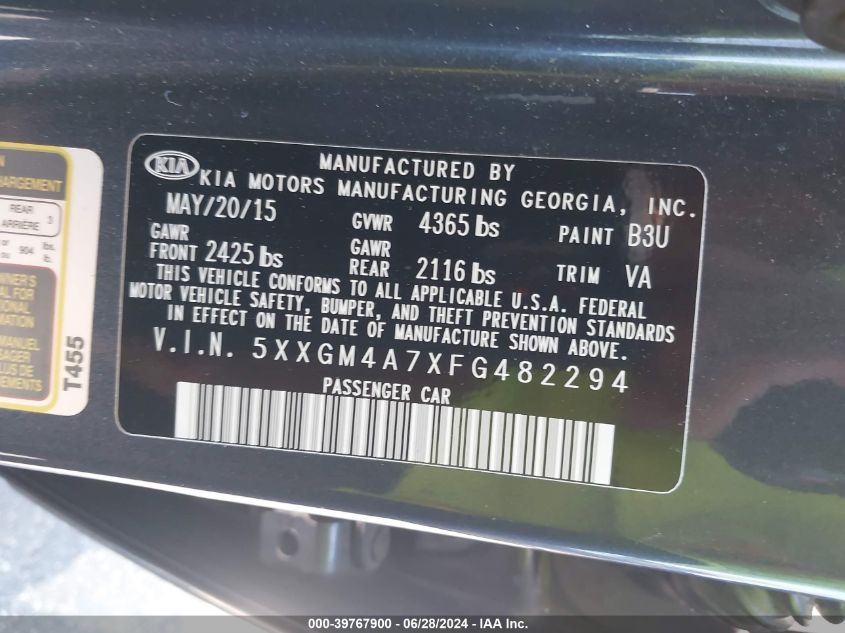 2015 KIA OPTIMA LX - 5XXGM4A7XFG482294