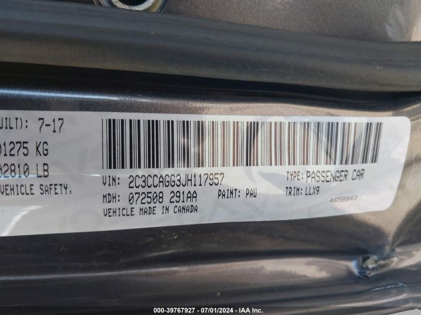 2018 Chrysler 300 300S Awd VIN: 2C3CCAGG3JH117957 Lot: 39767927