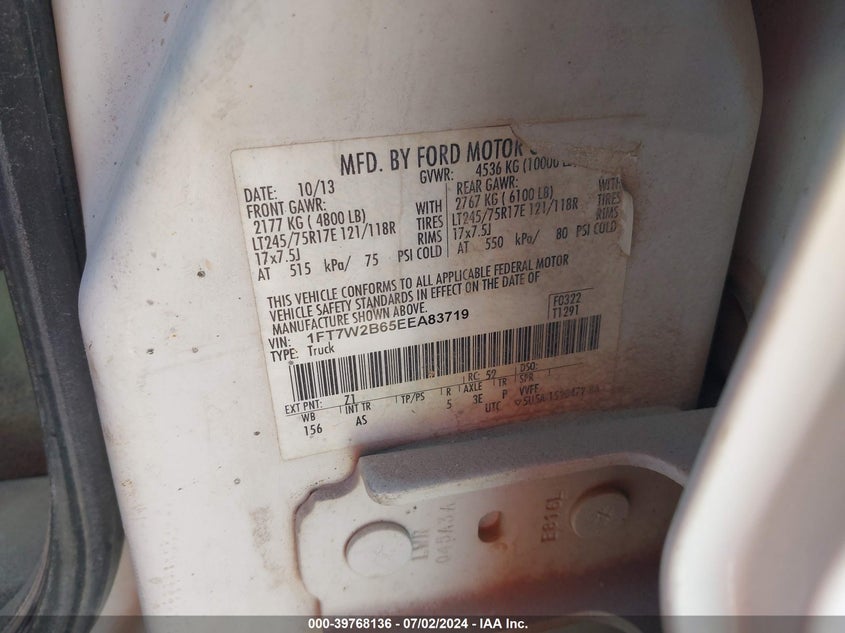 2014 FORD F-250 XL - 1FT7W2B65EEA83719