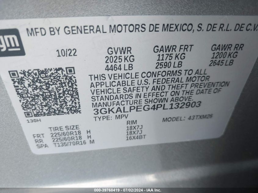 2023 GMC Terrain Fwd Slt VIN: 3GKALPEG4PL132903 Lot: 39768419