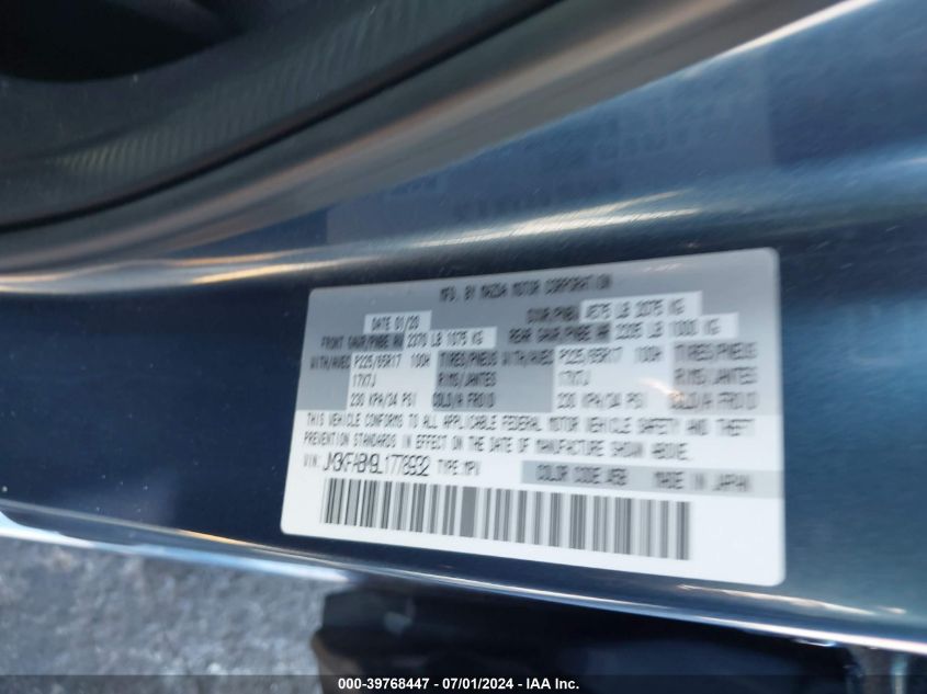 2020 Mazda Cx-5 Sport VIN: JM3KFABM9L1778932 Lot: 39768447