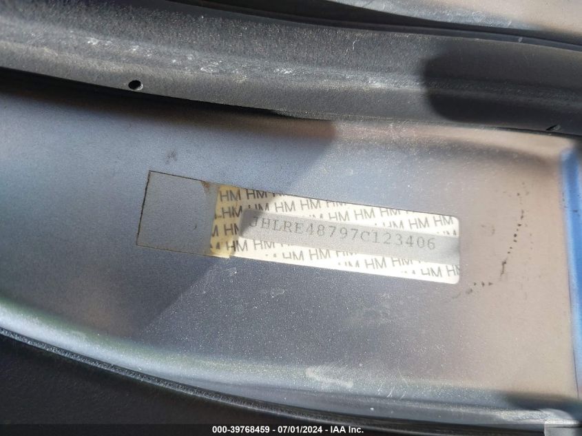 2007 Honda Cr-V Ex-L VIN: JHLRE48797C123406 Lot: 39768459