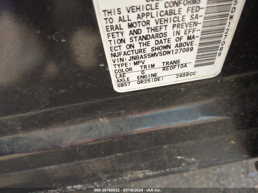 2013 NISSAN ROGUE SV - JN8AS5MV5DW127089