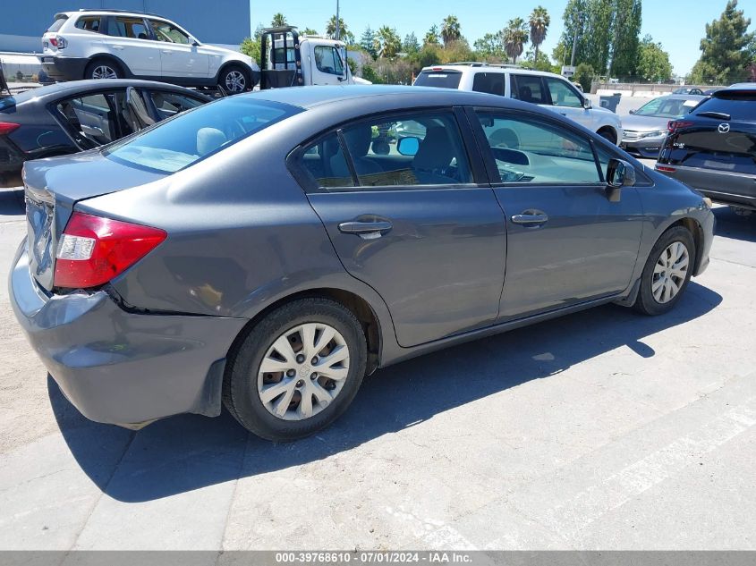 2012 Honda Civic Lx VIN: 19XFB2F52CE364080 Lot: 39768610