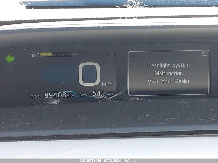 2019 Toyota Prius VIN: JTDKARFU9K3102614 Lot: 39769055