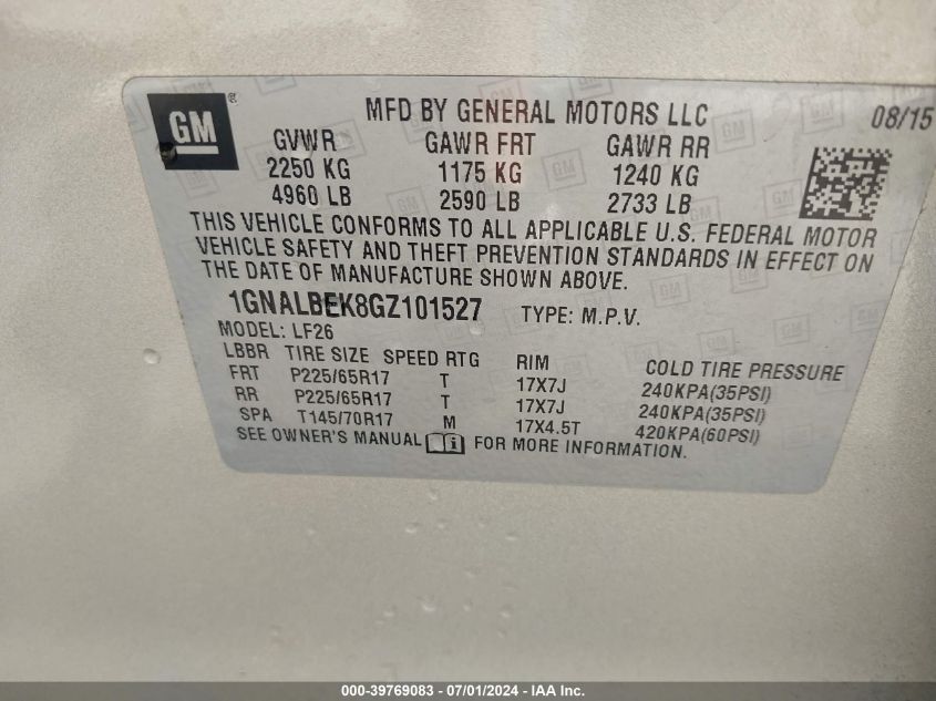 2016 CHEVROLET EQUINOX LS - 1GNALBEK8GZ101527