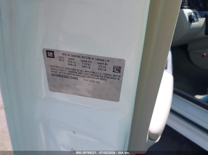 2014 Chevrolet Impala Limited Lt VIN: 2G1WB5E36E1154463 Lot: 39769221