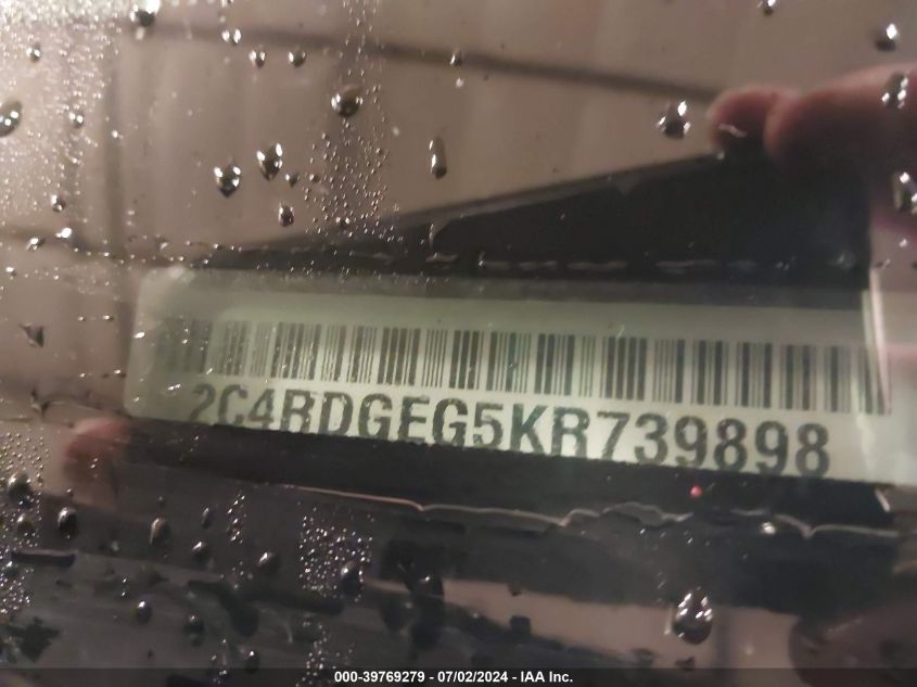 2019 Dodge Grand Caravan Gt VIN: 2C4RDGEG5KR739898 Lot: 39769279
