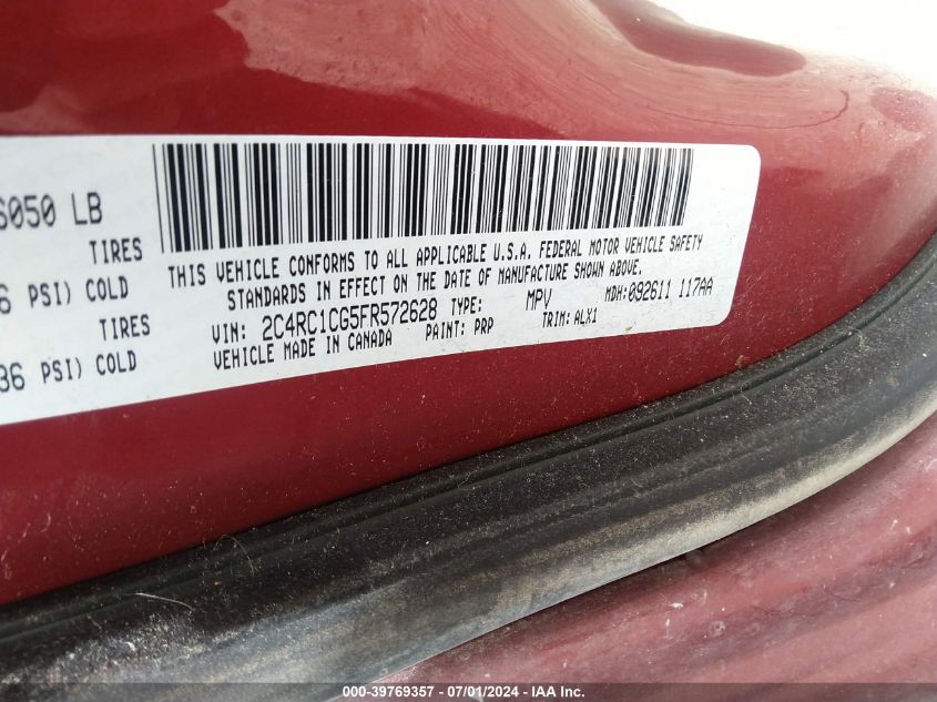 2015 Chrysler Town & Country Touring-L VIN: 2C4RC1CG5FR572628 Lot: 39769357