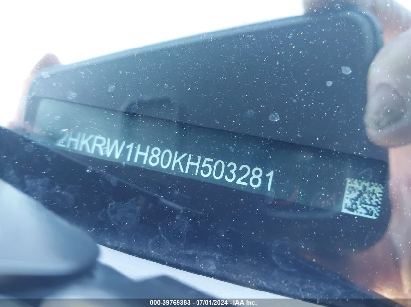 2019 Honda Cr-V Ex-L VIN: 2HKRW1H80KH503281 Lot: 39769383
