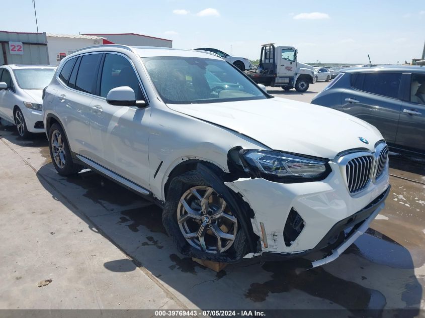 2022 BMW X3 SDRIVE30I - 5UX43DP06N9L95082