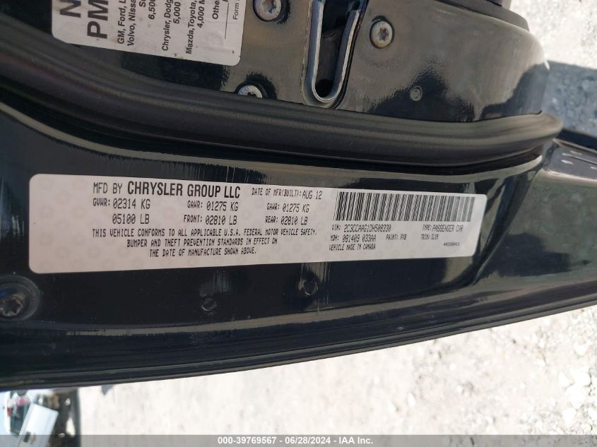 2013 Chrysler 300 VIN: 2C3CCAAG1DH508330 Lot: 39769567